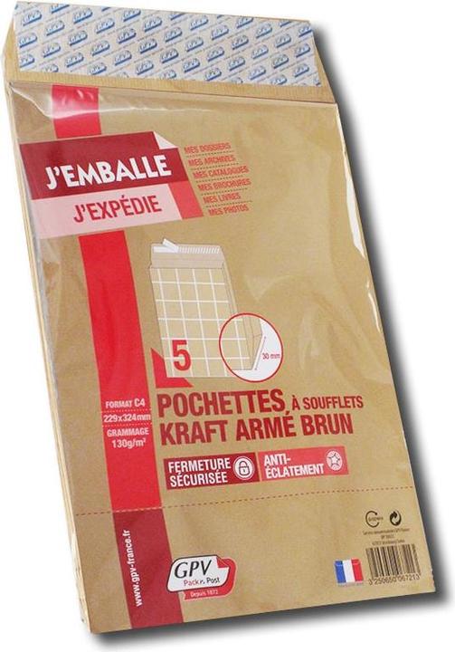 Image du produit GPV Enveloppes d'expédition à soufflet C4, 229 x 324 mm, sans fenêtre (5 x)