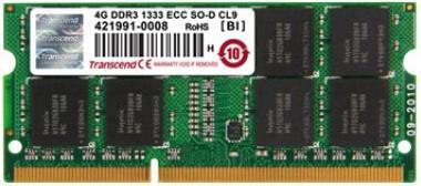 Produktbild Transcend 8GB DDR3 1600 ECC SODIMM 2Rx8 1Gx72 204P CL11 (DRAM 512Mx8) (1 x 8GB, 1600 MHz, DDR3-RAM, SO-DIMM)
