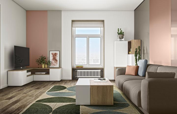 Actual product image Temahome Angle TV Stand white and oak (40 x 46 cm)