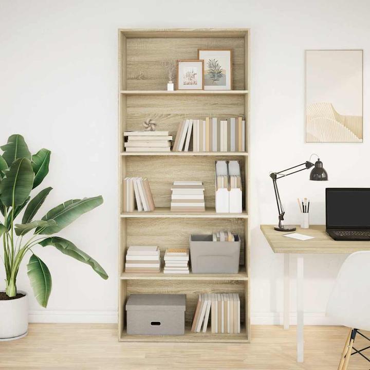 Actual product image VidaXL Bücherregal Bücherschrank Standregal Raumteiler Büroregal Sonoma-Eiche (80 x 30 x 189 cm)