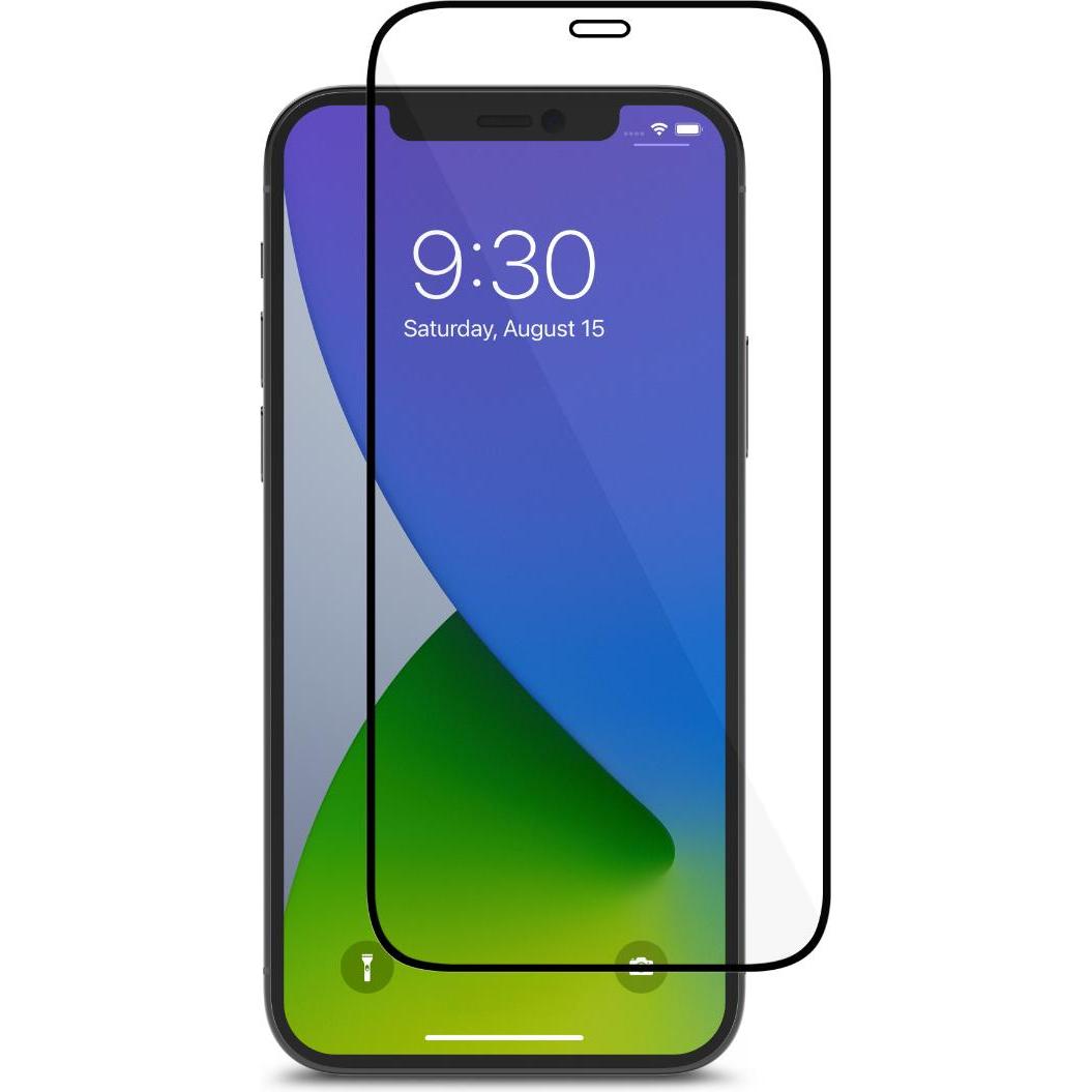 Moshi AirFoil Glass Pro for iPhone 12/12 Pro (Clear/Glossy) - Black (1 Stück, Apple iPhone 12 Pro, Apple iPhone 12), Sma...