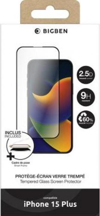Productafbeelding Bigben Olieafstotende 2,5D glazen screen protector voor Apple iPhone 15 Plus (1 Stuk, Apple iPhone 15 Plus)