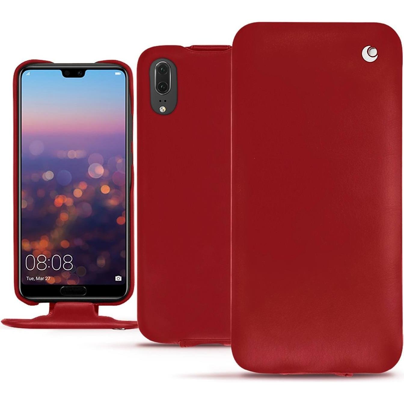 Noreve Lederschutzhülle vertikal (Huawei P20), Smartphone Hülle, Rot