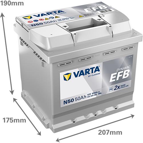 Immagine prodotto Varta N50 Blue Dynamic EFB 550 500 055 Batteria per auto 50Ah (50 Ah, 550 A)