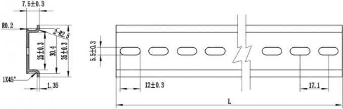 Actual product image Delock Top-hat rail 35 x 7.5 mm, 10 made of aluminum, slotted holes