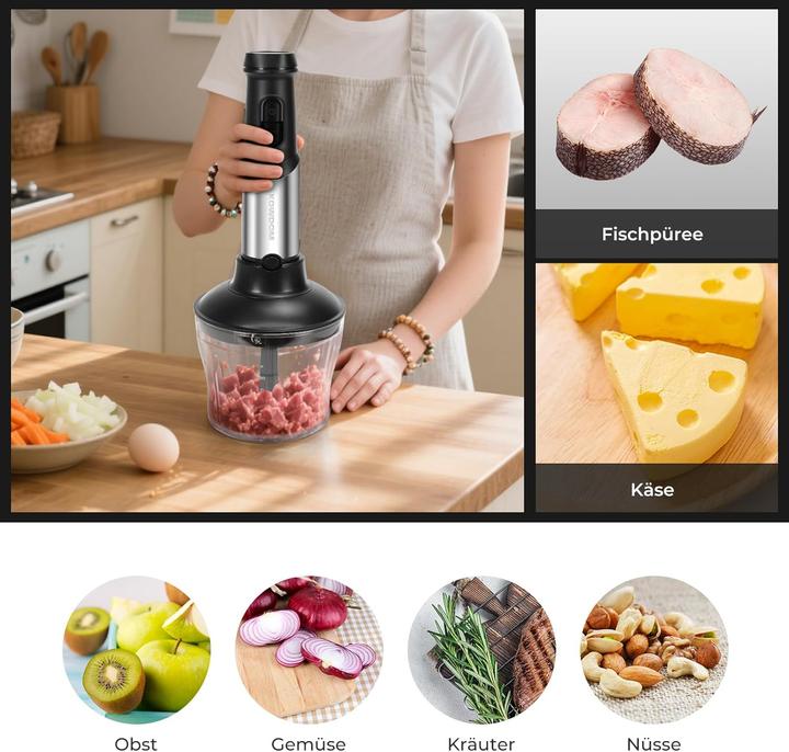 Produktbild Kowdom Stabmixer Set 6-in-1 mit Turbofunktion (1200 Watt)