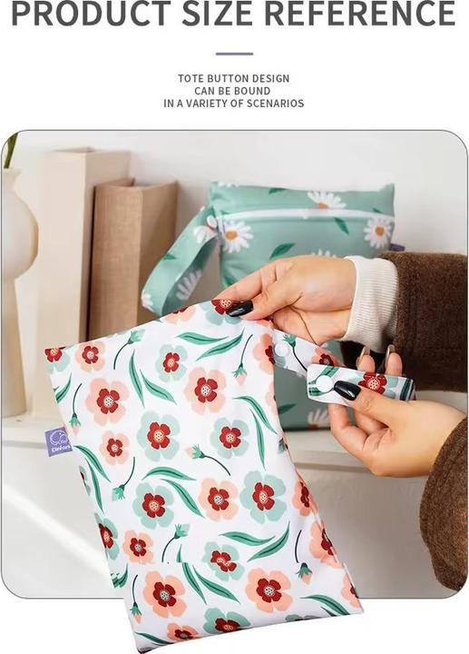 Produktbild ASMI 2 Stück Wetbag Windeltasche Set 18x25 cm Flower Duo