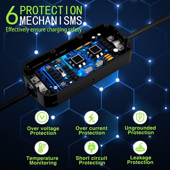 Immagine prodotto Qoltec Mobilna ładowarka do samochodu elektrycznego EV z regulacją 2w1 Typ2 | SCHUKO | 3.5kW | 230V (Tipo 2, 3.50 kW, 16 A)