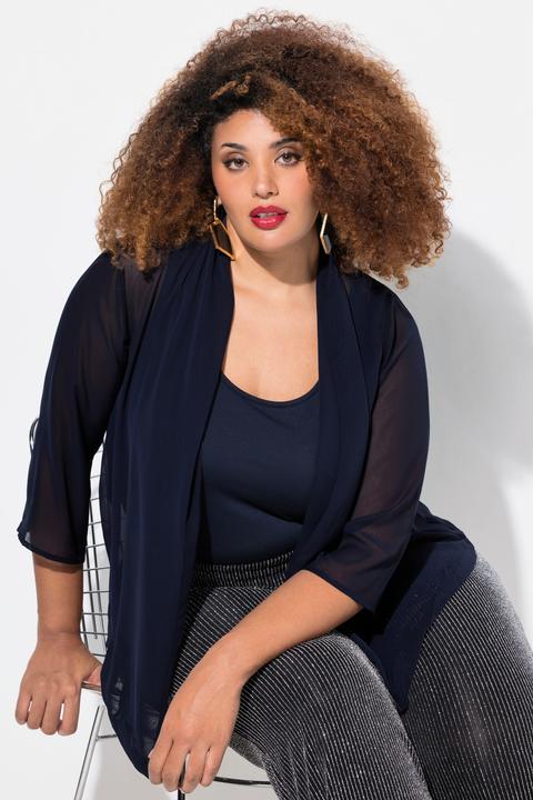 Produktbild Ulla Popken Chiffonjacke, Oversized, Schalkragen, 3/4-Arm (42, 44)