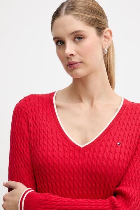 Produktbild Tommy Hilfiger Kabelfein GG V-Ausschnitt Langarmpullover (S)