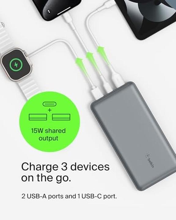 Actual product image Belkin 20k power bank 15w space grey (20000 mAh, 15 W, 74 Wh)