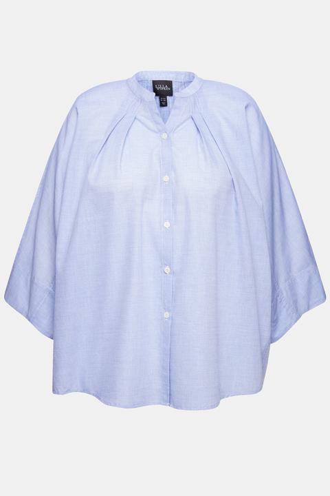 Actual product image Ulla Popken Pleated Batwing Button Down Shirt (42, 44)