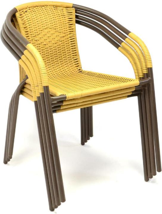 Actual product image VCM Bistrostuhl beige hellbraun Stapelstuhl Balkonstuhl Rattanstuhl Poly-Rattan