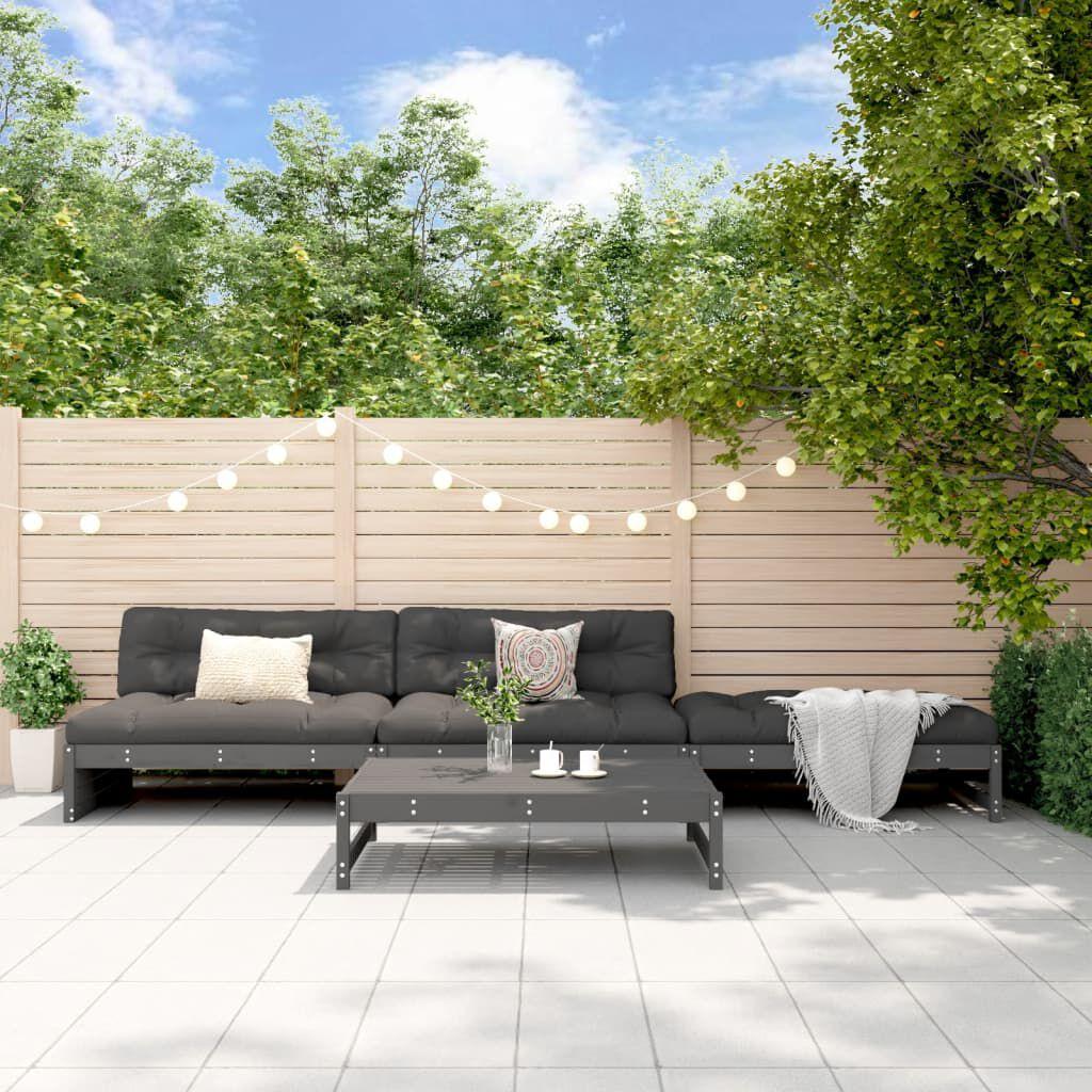 Thumbnail - VidaXL, Gartenlounge, 4-tlg. Garten-Lounge-Set Grau Massivholz Kiefer,Farbe