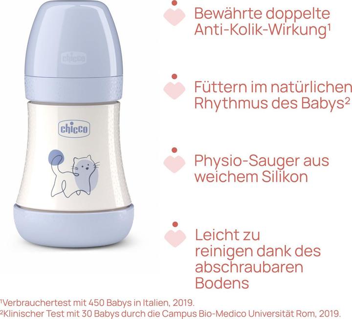 Productafbeelding Chicco Babyfläschchen PERFECT5 PP 150ml Sauger Silikon langsamer Fluss DRAFT BLUE 0m+ (150 ml)
