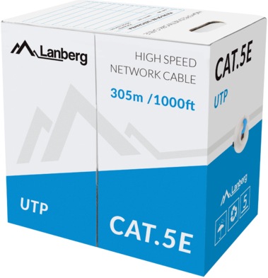Actual product image Lanberg LCU5-10CC-0305-B Network cable 305 m Cat5e U/UTP (UTP) Blue (U/UTP, CAT5e, 305 m)