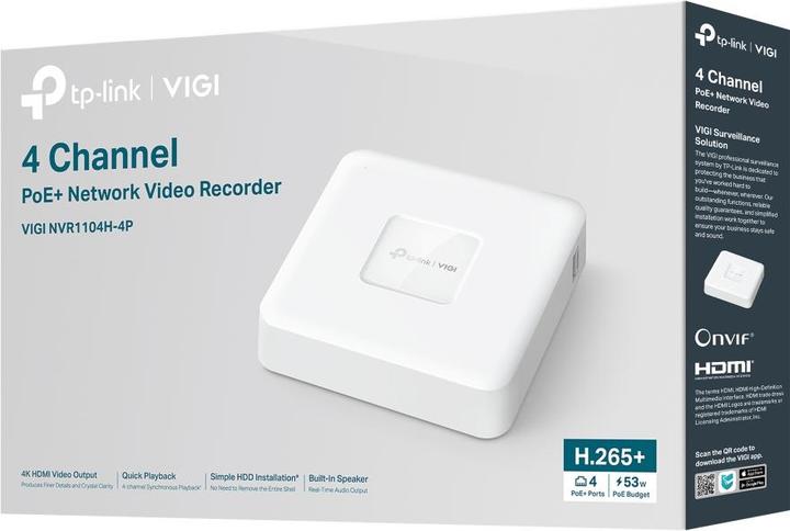 Produktbild TP-Link NET VIDEO RECORDER 4CH/VIGI NVR1104H-4P (Netzwerk Videorecorder (NVR))