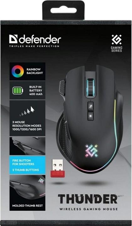 Actual product image Defender MYSZ GM-213 THUNDER RF 1600dpi 8P CZARNA (Wireless)