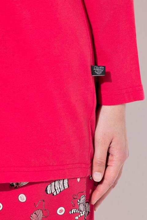 Image du produit Ulla Popken Pyjama avec col tunisien et manches longues, motif chats (50, 52)