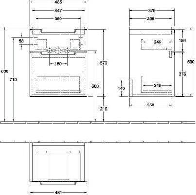 Actual product image Villeroy & Boch V&B Vanity unit SUBWAY 2.0 f HWB 485x590x380mm White Wood (48.50 x 38 x 59 cm)