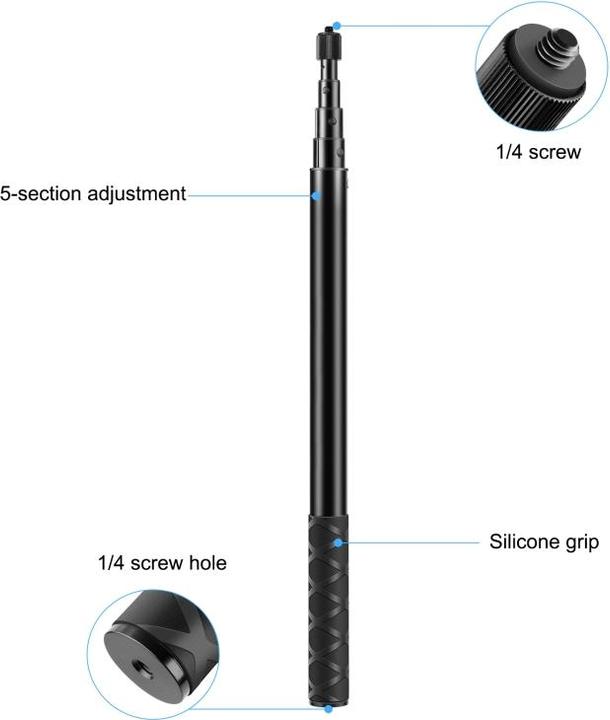 Image du produit Puluz 150cm Metal Selfie Stick Monopod for Insta360 One RS / X2 / X3 / X4