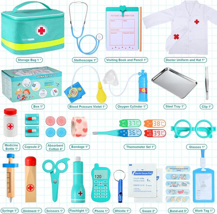 Produktbild Perbabe 39-teiliges Arztkoffer-Spielset mit Stethoskop