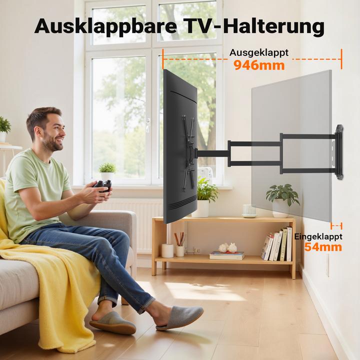 Produktbild Wiltec TV Halterung 23"–65" Wandhalterung schwenkbar 35kg Fernsehhalterung (Wand, 35 kg, 23" - 65")