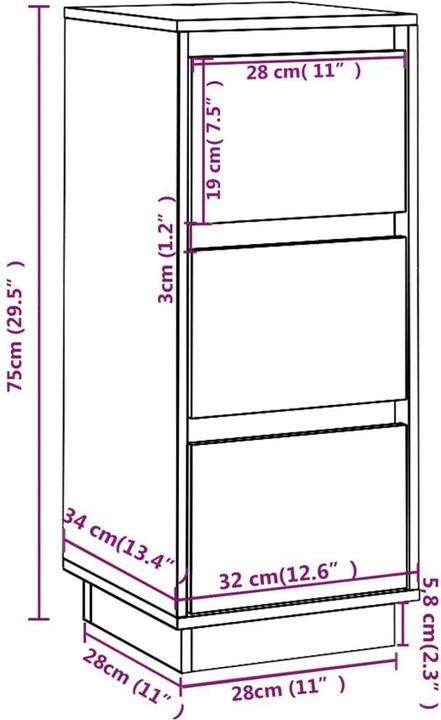 Image du produit vidaXL Sideboard (32 x 34 x 75 cm)