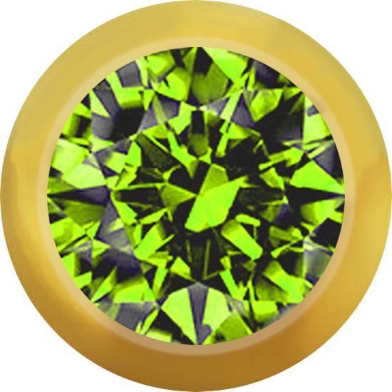 Image du produit Star Piercing Micro boule dorée avec cristal vert clair (Acier chirurgical 316L, sans laiton)