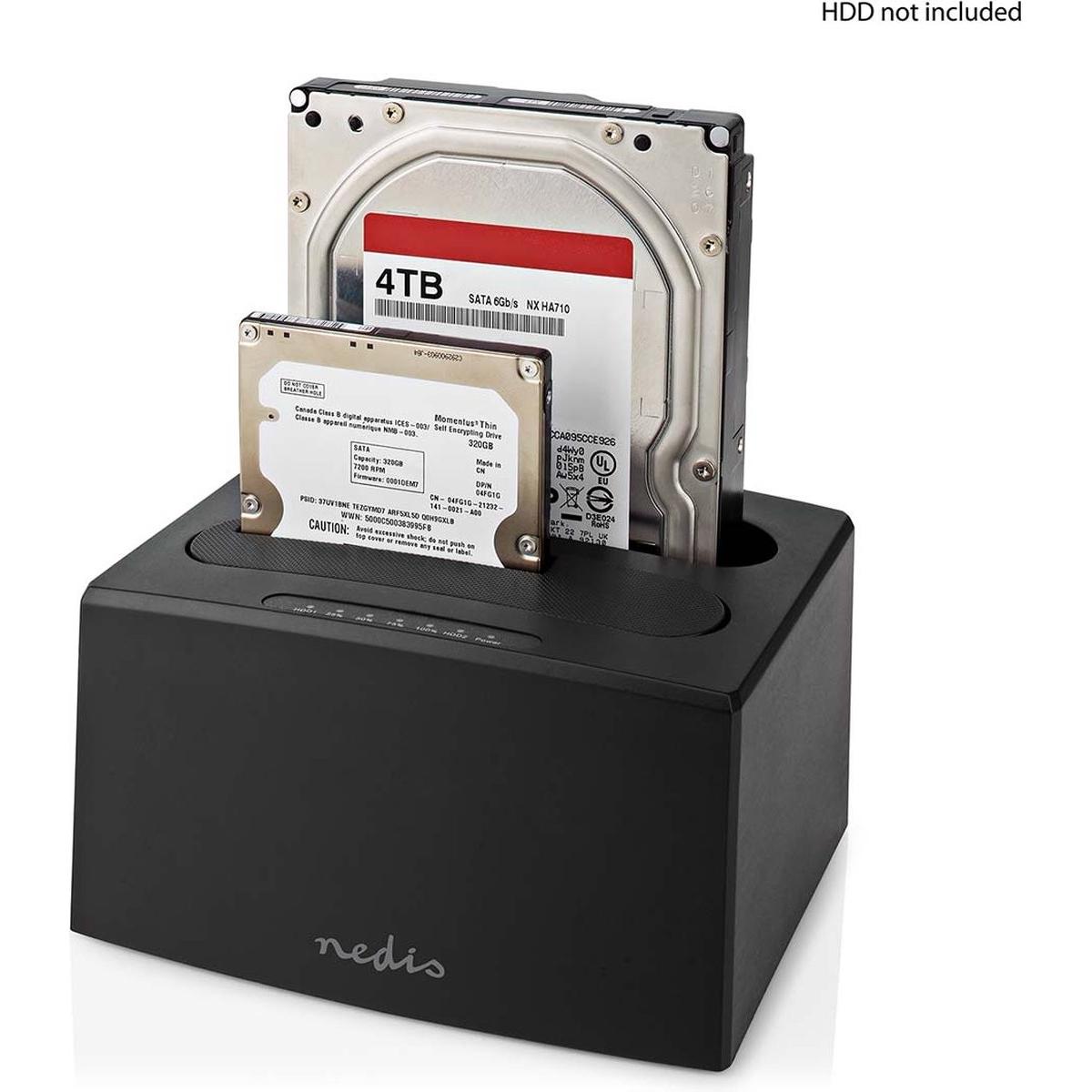 Nedis Docking station per hard disk USB 3.2 Gen1 USB Type-A 2 hard disk 2.5 / 3.5 " USB 3.2, Accessori per dischi rigidi