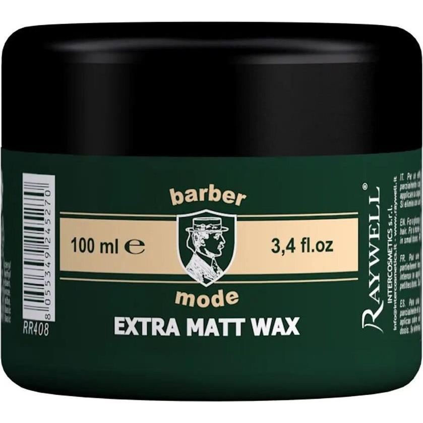 Raywell, Gel per capelli, Ceara pentru par Barber Mode Extra Matt, Toate tipurile de par, 100ml (Cera per capelli, 100 ml)