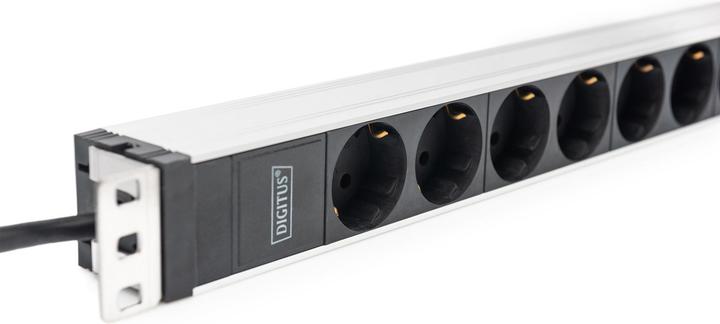 Actual product image Digitus Socket Strip with Aluminum Profile, 8-way safety socket, 2 m cable, IEC C20 plug