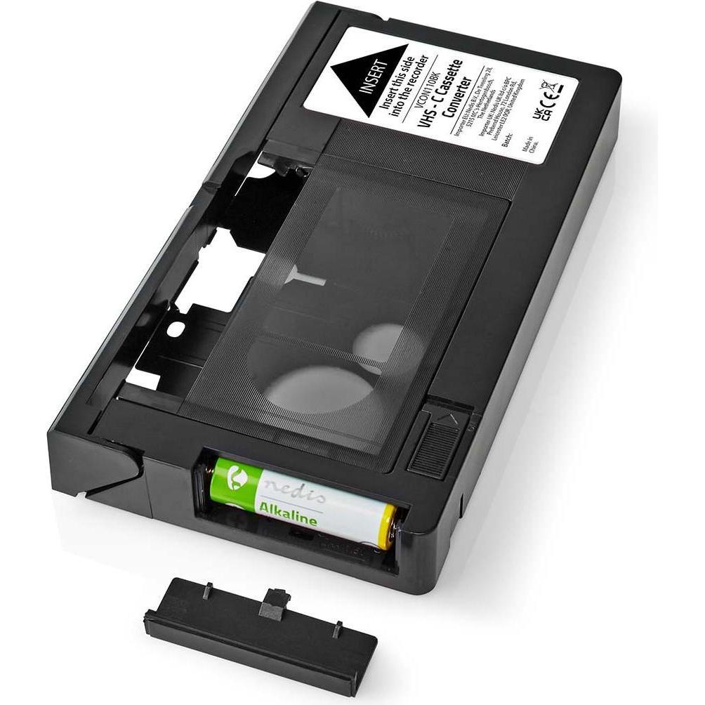 Nedis Conversione convertitore VHS: VHS-C a VHS Plug and Play Nero, Switch di rete, Nero