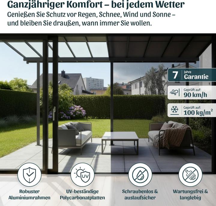 Actual product image Palram CANOPIA | Sierra Cabrio 10X34 / 3X10.4 Patio Cover Dark Grey Structure | Opaque Grey Panels