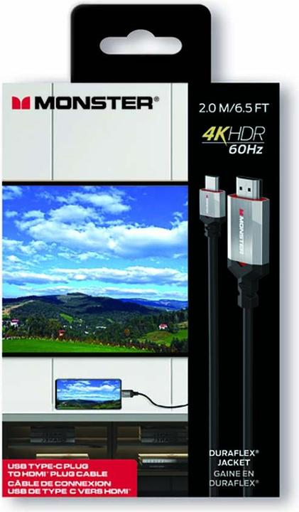 Actual product image Monster Cable USB C Vers HDMI Essentials UHD 4k Hdr 60hz 2m (2 m, HDMI)