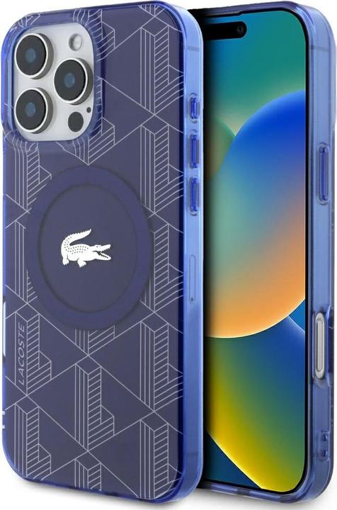 Actual product image Lacoste Etui HC IML Monogram Silver Croc Logo do iPhone 16 Pro MagSafe granatowy (Apple iPhone 16 Pro)