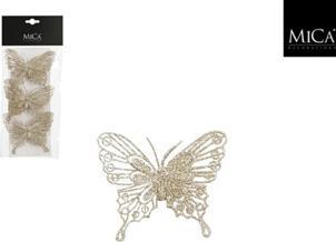 edelman Clip Schmetterling Champagner 3 Stück - L10Xb8Cm (3x)