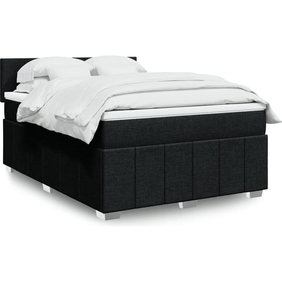 VidaXL, Bett, Boxspringbett Polsterbett Bett mit Matratze Schwarz 160x200cm Stoff (160 x 200 cm)