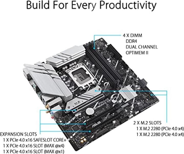 Image du produit ASUS PRIME B760M-A WIFI D4 (LGA 1700, Intel B760, mATX)
