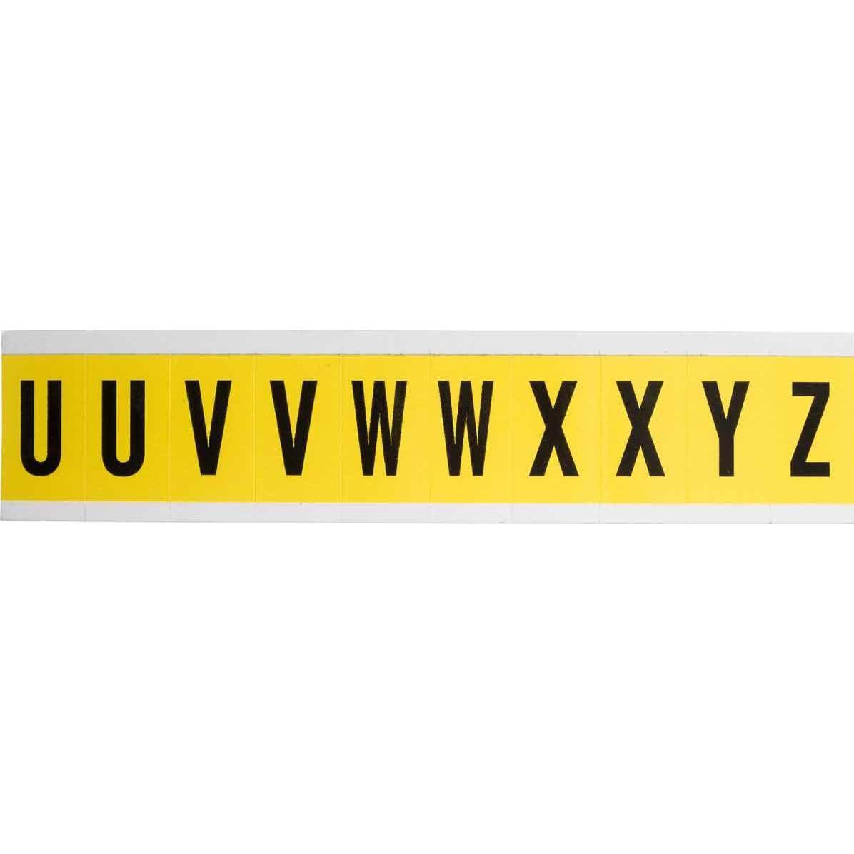 Brady, Etiketten, 3430 U-Z CD, B-499, KombiPack, Nylongewebe, Buchstabe U-Z, Schwarz auf Gelb, 22 x 38mm, Schr