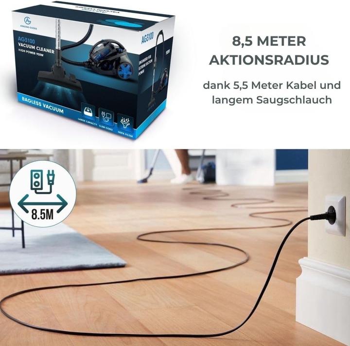 Produktbild AG Stofzuiger Zonder Zak - Stofzuigers - Vacuum Cleaner Zakloos - 900W - Sterke Zuigkracht - Blauw