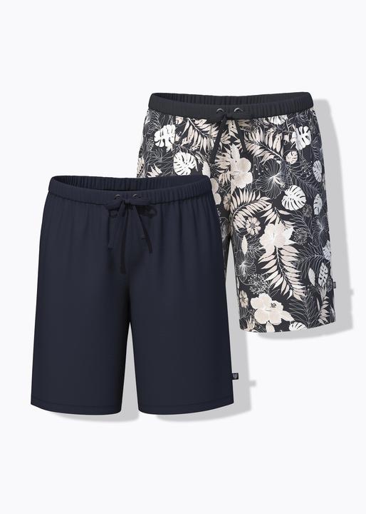 Produktbild Ulla Popken Shortys, 2er-Pack, uni/Blätter, Elastikbund (54)