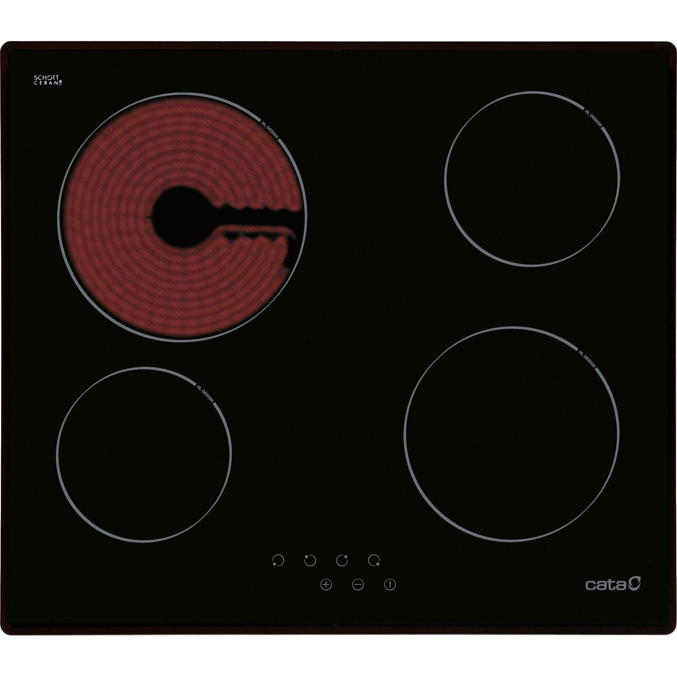 Cata Piano cottura Piano cottura TN 604/B Vitroceramica, Numero di fuochi/zone cottura 4, Touch, Piano di cottura, Nero