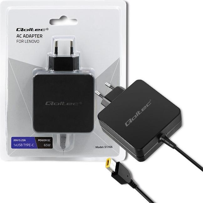 Actual product image Qoltec 51766 - Notebook - Indoor - 220 - 240 V - 50 - 60 Hz - 65 W - 20 V (65 W)