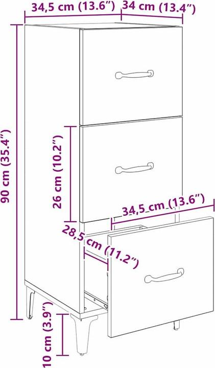 Image du produit vidaXL Sideboard Schrank (34 x 34 x 90 cm)