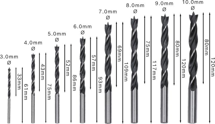 Productafbeelding Bosch Professional Zubehör Draaiboorset (5 mm, 6 mm, 7 mm, 8 mm, 9 mm, 10 mm, 3 mm, 4 mm)