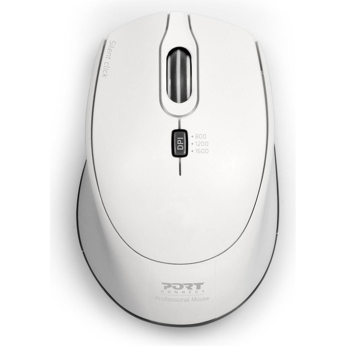 Port Designs 900714 Mouse ambidestro RF Wireless+USB Type-C 1600 DPI (Senza fili), Mouse, Bianco