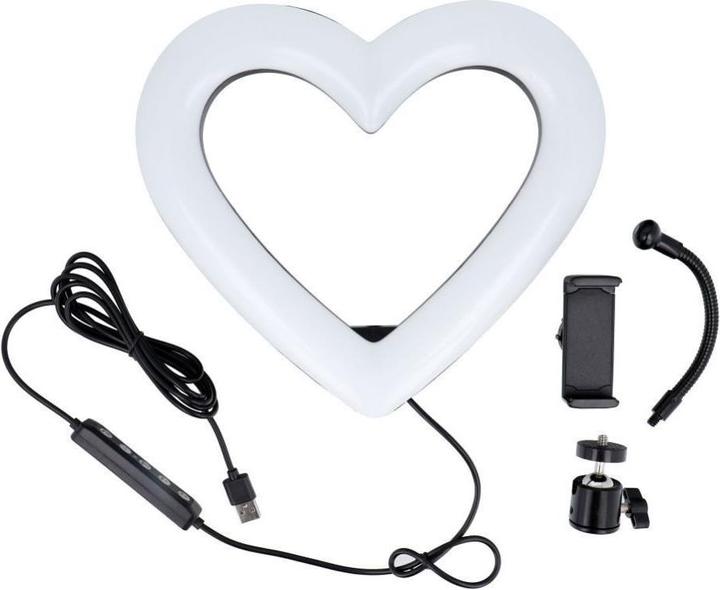Produktbild OEM Smart device LED Ring Stream RGB lamp 10" with holder for mobile HEART + tripod JM26-10 black (Ringlicht)