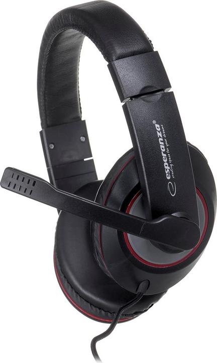 Produktbild Esperanza EH118 Kopfhörer & Headset Kabelgebunden Kopfband Anrufe/Musik Schwarz Rot (Kabelgebunden)