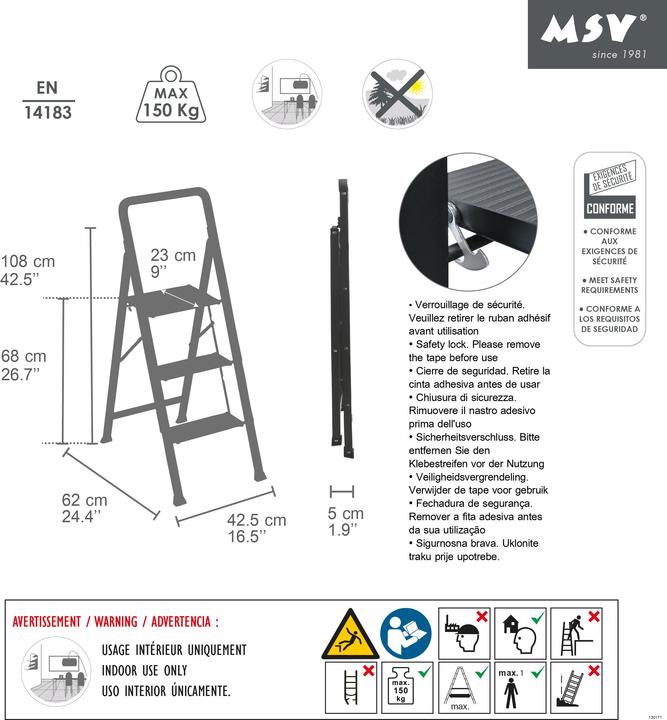 Actual product image Steinbach Stepladder 3 steps black